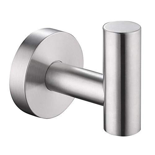 Bath Towel Robe Hook Brushed Nickel, Aomasi SUS304 Stainless Steel Practical Round Coat Hook Toilet Kitchen Home Door Storage Holder, Heavy Duty Wall Mounted Hanger