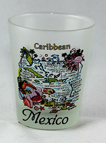 Mexico Caribbean Map Frosted Shot Glass Lpco