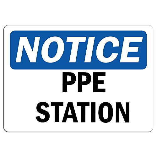 Notice - PPE Station Sign - Label Decal Sticker Retail Store Sign Sticks to Any Surface 8"