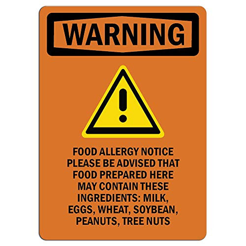 Warning Sign - Food Allergy Notice Please Be with Symbol-   Label Decal Sticker Retail Store Sign Sticks to Any Surface 8"