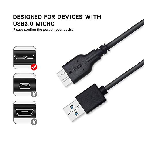 Micro B Cable,Reallycare USB 3.0 A Male to Micro USB 3.0 Sync Cord,Data Wire for Toshiba,Seagate,Samsung,WD, My Passport and More External Hard Drive(1ft/35cm/Black)