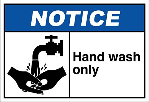 Hand Wash Only Notice OSHA/ANSI Label Decal Sticker 8"