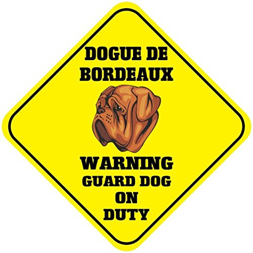 Dogue De Bordeaux Warning Guard Dog On Duty Crossing Novelty SignVinyl Sticker Decal 8"