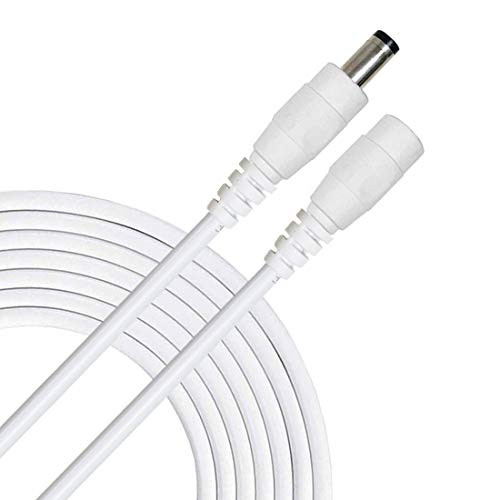 Liwinting 2m DC Extension Cable 2.5mm / 5.5mm Male to Female Connector, DC Power Cord Extension Cable for Power Adapter, 12V CCTV Wireless IP Camera, Monitors - White
