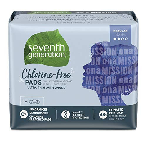 Seventh Generation Ultrathin Pads, Regular with wings, Free  and  Clear, 18 count