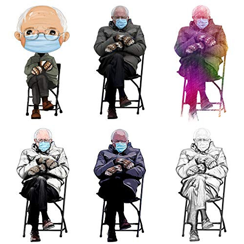 Bernie Sanders Sticker,Bernie Sanders Sitting with Mittens - 6 Vinyl Decal Bernie Sanders Meme Stickers for Waterbottle Mug Laptop Door Wall Vase Decal
