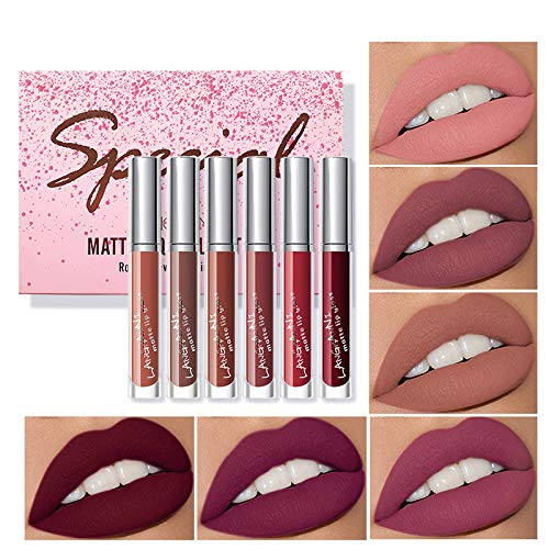 6 Pcs/Set Matte Lipstick Lip Makeup Kit, Velvety Liquid Lipstick Set Non-Stick Cup Waterproof Long Lasting Durable Nude Lip Glosses Beauty Cosmetics Gift Set 6 Pcs/Set Matte Lipstick Lip Makeup Kit, Velvety Liquid Lipstick Set Non-Stick Cup Waterproof Long Lasting Durable Nude Lip Glosses Beauty Cosmetics Gift Set