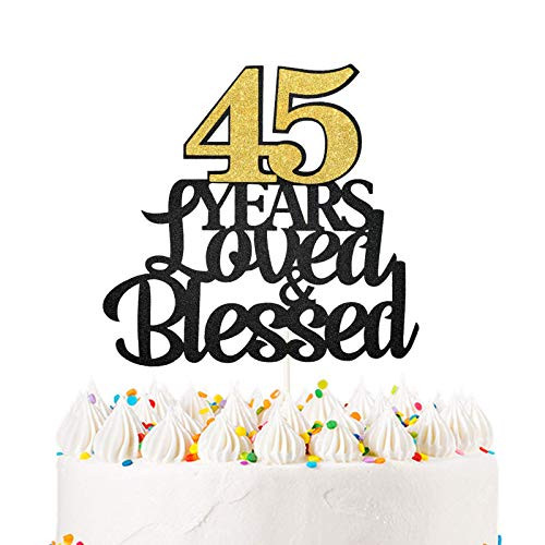 LILIPARTY Glitter 45 Years Love and Blessed Cake Topper Cheers to 45 Years Happy 45th Cake Topper 45th Birthday Wedding Anniversary Party Decoration Suppliers LILIPARTY Glitter 45 Years Love and Blessed Cake Topper Cheers to 45 Years Happy 45th Cake Topper 45th Birthday Wedding Anniversary Party Decoration Suppliers