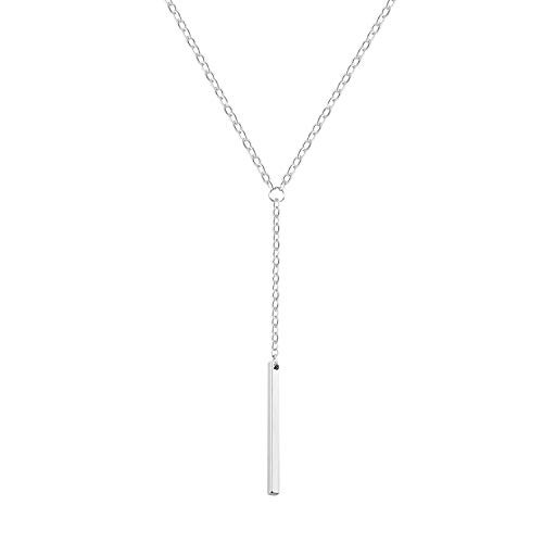 choice of all Long Lariat Y Pendant Necklace for Women Bar Pendant Necklace Jewelry (C:silver circle bar)