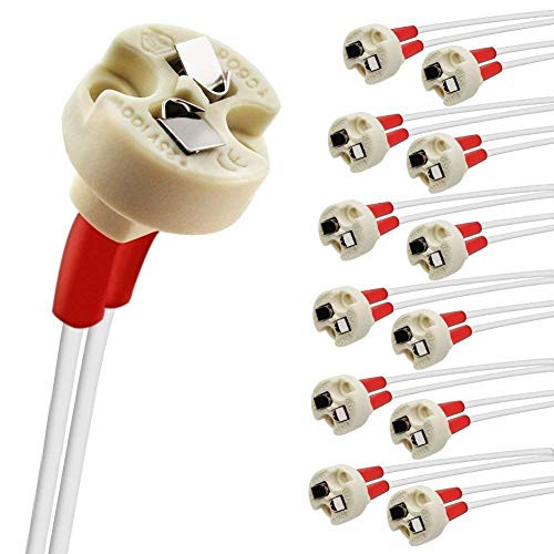 DiCUNO G4, GU5.3 Bi-Pin Ceramic Base Socket, MR16, MR11 Halogen Incandescent LED Bulb Holder Wire Connector (12pcs)