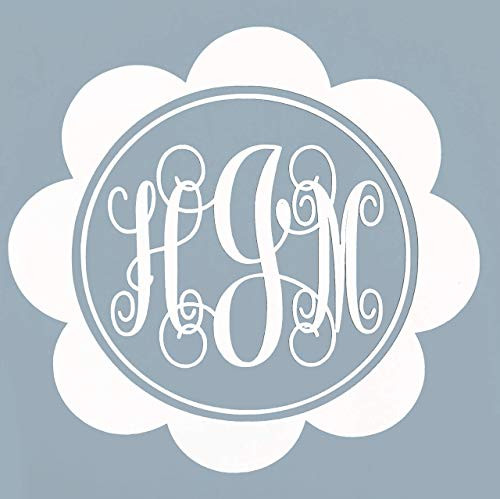Custom Initial Monogram Vinyl Decal Bumper Sticker, for Tumblers, Laptops, Car Windows - Flower Petals Script Letter Design