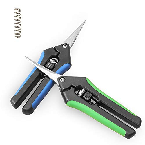 LDK 2Pack Straight Blade and Curved Blade Gardening Hand Pruner, Pruning Snip Pruning Shears, Garden Trimming Scissors with Stainless Steel Blades