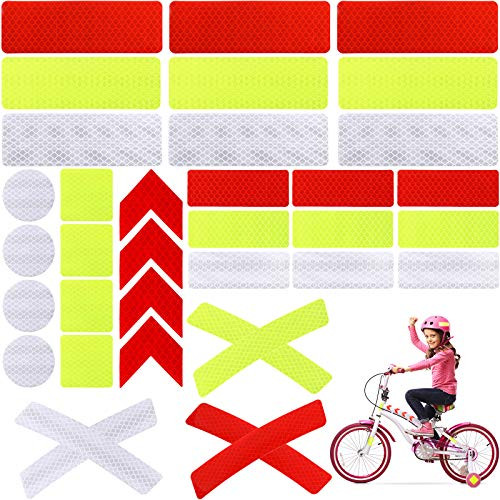 78 Pieces Reflective Stickers Waterproof Warning Self Adhesive Decals Reflective Tape Safety Stickers for Car Motorcycle Helmets Bicycles Strollers