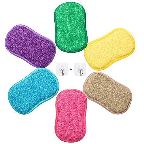 KUKART Multi-Purpose Scrub Sponges for Kitchen,Microfiber Sponge Along with Heavy Duty Scouring Power - Effortless Cleaning of Dishes, Pots and Pans All at Once-Non-Stick Non-Scratch