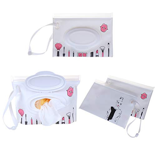 Mcree 4 Pieces Wet Wipe Pouch Clean Wipes Carrying Case Wet Wipes Bag Cosmetic Wipe Easy-Carry Pouch Bag