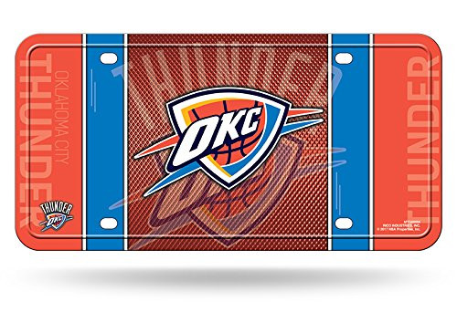 NBA Rico Industries Metal License Plate Tag, Oklahoma City Thunder - Orange