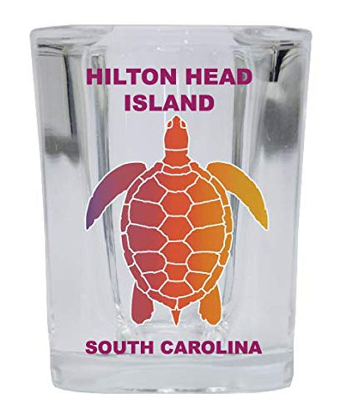 HILTON HEAD ISLAND South Carolina Square Shot Glass Rainbow Turtle Design