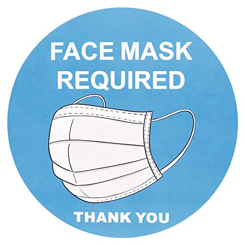 Face Mask Required Sign Sticker Decal for Businesses Windows House,7.87 inch Window Glass or Floor Signage Public Safety Decal,Social distancing Decals.5pcs