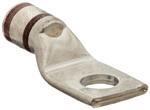 Panduit LCAS2-56-Q Tin-Plated Copper Compression Connector Lug, One-Hole, Short Barrel with Window,  2 AWG Wire, 5/16" Stud Hole