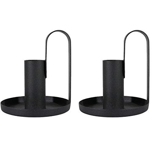 Retro Wrought Iron Candle Holders, Simple Black Candlestick Holders for Taper Candles, Taper Candle Holders for Wedding, Dinning, Party Decorations (Matte Black)