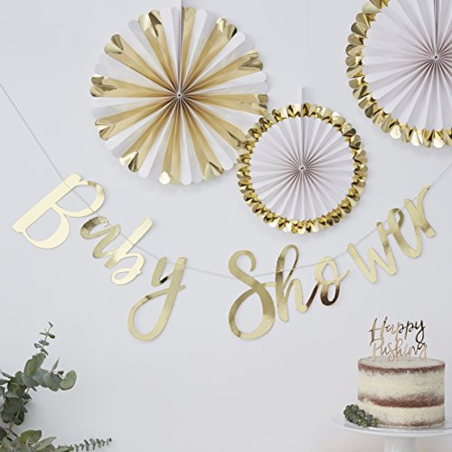 Ginger Ray Oh Baby Shower Gold Foiled Bunting Garland Decoration