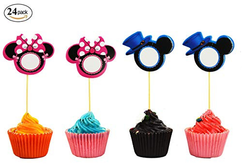 Cute Mickey Minnie Mouse Cupcake Toppers Party Pack for 24 Cupcakes