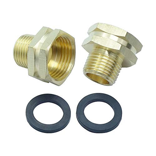 HongBoW Hardware 2pcs Brass Garden Hose Adapter, 3/4 GHT Female x 1/2 NPT Male Connector,GHT to NPT Adapter Brass Fitting,Brass Garden Hose to Pipe Fittings Connect