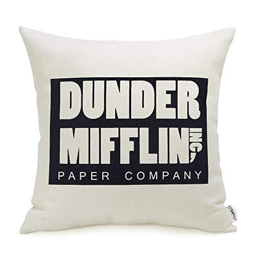 The Office Merchandise Dunder Mifflin Pillow Covers 18 x 18 Inch The Office Gifts for Dwight Schrute Fans