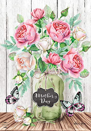 Briarwood Lane Mother's Day Roses Garden Flag Mason Jar Floral 12.5" x 18"