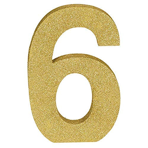 Amscan Number 6, 9" H x 5 7/8" W x 1" D, Gold
