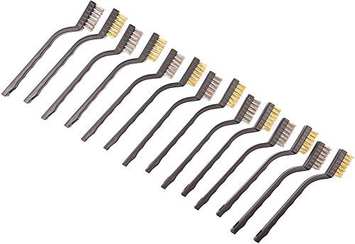 14 Pack Wire Brush Set for Cleaning Welding Slag and Rust, Curved Handle Masonry brush Wire bristle Scratch Brush (Stainless Steel and Brass) 14 Pack Wire Brush Set for Cleaning Welding Slag and Rust, Curved Handle Masonry brush Wire bristle Scratch Brush (Stainless Steel and Brass)