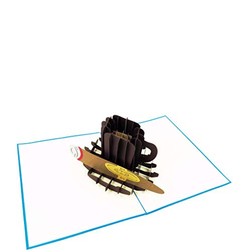 Coffee and Cigar Pop Up Card, 3D Greeting Card for all Occasions - Fathers Day, Retirement, Farewell, Thank You, Congratulations - Pop Card Express