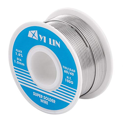 YI LIN 60/40 Solder Tin Lead Rosin Core Solder Wire For Electrical Soldering (100g/0.22lbs) (1mm/100g)