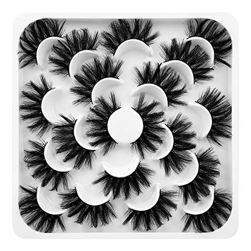 Ruairie False Eyelashes 10 Pairs Best Fake Eyelashes Long Fluffy Dramatic 5D Faux Mink Lashes Wispy