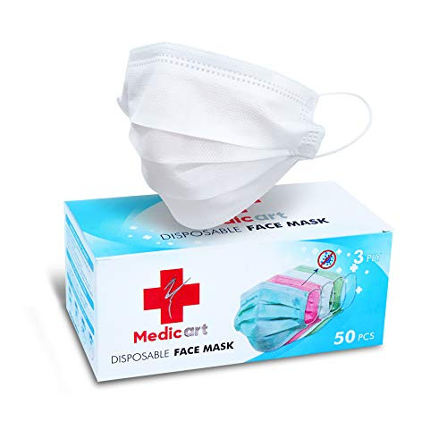 Sanitary Face Mask Adult White Disposable 3 Layers Melt-Blown Breathable and Comfortable Elastic Ear Loop