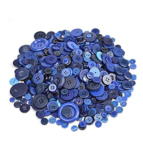 600Plus Pcs Assorted Size Resin Buttons Craft Buttons, 2 and 4 Holes Round Craft Sewing Buttons for Art  and  Crafts Projects DIY Decoration, DIY Crafts Children's Manual Button Painting (Deep Blue)