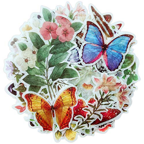 Flower Butterfly Washi Planner Sticker, Decorative Adhesive Sticker, Craft Scrapbooking Sticker Set for Diary, Album, Notebook, Bullet Journal, 120 PCS Flower Butterfly Washi Planner Sticker, Decorative Adhesive Sticker, Craft Scrapbooking Sticker Set for Diary, Album, Notebook, Bullet Journal, 120 PCS