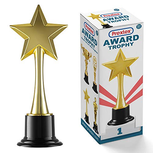 Prextex 10-Inch Gold Star Award Trophy for Trophy Awards and Party Celebrations, Award Ceremony and Appreciation Gift