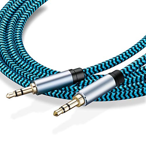 Aux Cable 1 ft,Hftywy 3.5mm Male to Male Stereo Aux Cord 3.5mm Auxiliary Audio Cable Nylon Braided Male to Male Stereo Audio Cables Compatible Car/Home Stereos,Speaker,iPhone iPod iPad,Headphones