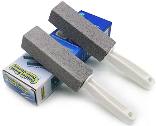 Tuodeal Pumice Cleaning Stone with Handle Toilet Bowl Cleaner Hard Water Ring Remover for Bath/Pool/Kitchen/Household Cleaning 2 Pack