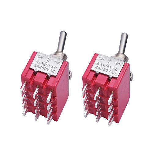 mxuteuk 2pcs MTS-403 12 Terminal 3 Position 4PDT Mini Miniature Toggle Switch Car Dash Dashboard ON/Off/ON 5A 125V 2A 250V