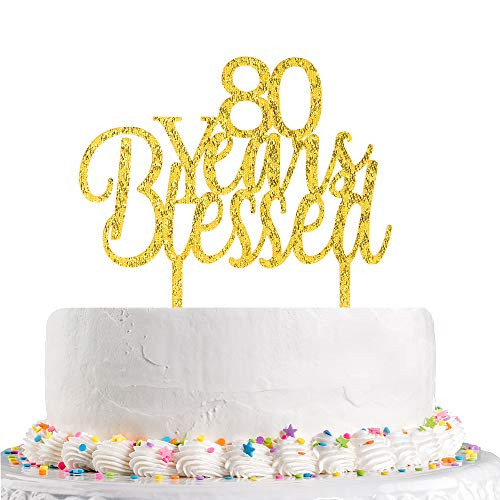 80 Years Blessed Cake Topper for Marriage Anniversary, Happy 80th Birthday,80 Years Loved Party Decorations(Gold Acrylic) 80 Years Blessed Cake Topper for Marriage Anniversary, Happy 80th Birthday,80 Years Loved Party Decorations(Gold Acrylic)