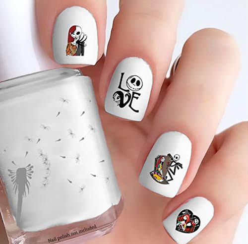 The Nightmare before Christmas Jack  and  Sally (Clear Water-Slide Nail Decals)