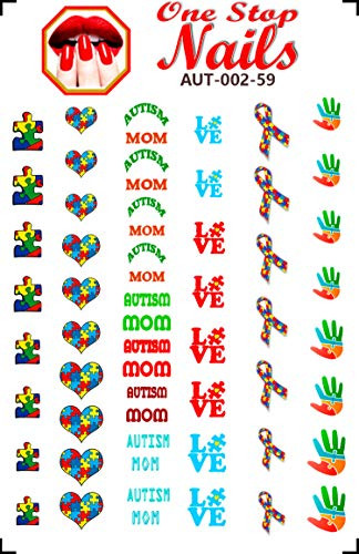Autism Awareness Autism MOM Waterslide Nail Decals by One Stop Nails V2.