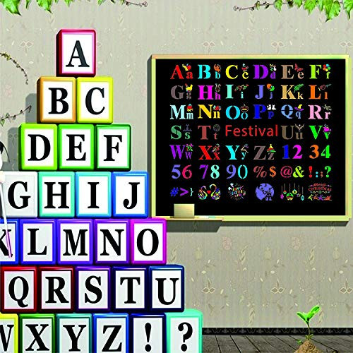 Lasting Charm Plastic Alphabet Letter Number Drawing Painting Stencils Scale Template Sets for Bullet Journal Stencil Planner/Scrapbook/DIY Painting Craft Projects (C-Festival-40Pcs)