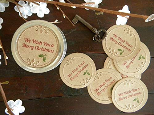 Mason Jar Labels Wish you a Merry Christmas Holiday Canning Stickers Lid Toppers