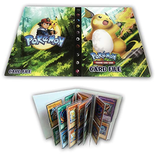 HanFashion Card Album Compatible with Pokemon Cards, Card Holder, Binder Cards Album Book Best Protection Trading Cards /GX/EX /Put up to 240 Cards, Raichu
