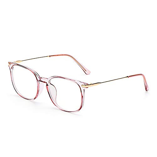 shanliren Blue Light Blocking Glasses,Fashion Anti Eye Eyestrain Square Frame Reading Gaming Glasses Eyeglasses Computer Glasses(Transparent Pink)