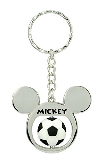 Disney Mickey Mouse Soccer Ball Spinner Pewter Key Ring Key Accessory,Multi-colored,3"