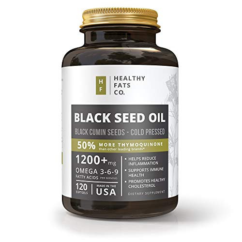 Premium Organic Black Seed Oil Softgel Capsules, 1500 Milligrams Per Serving, Made from Cold Pressed Black Cumin Seeds, Highest in Thymoquinone, Pure Nigella Sativa by the Healthy Fats Co.